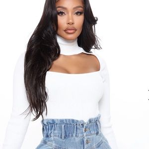 White Mock Neck Sweater